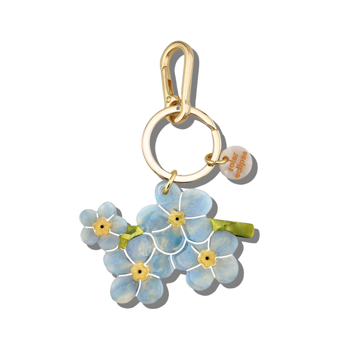 Hand-painted Forget-Me-Not Bag Charm + Keychain | Eco-Friendly - Abigail Fox Designs Nantucket