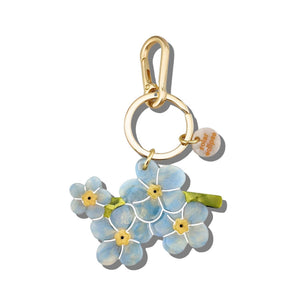 Hand-painted Forget-Me-Not Bag Charm + Keychain | Eco-Friendly - Abigail Fox Designs Nantucket