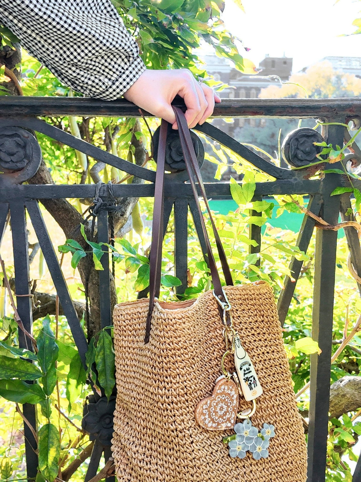 Hand-painted Forget-Me-Not Bag Charm + Keychain | Eco-Friendly - Abigail Fox Designs Nantucket