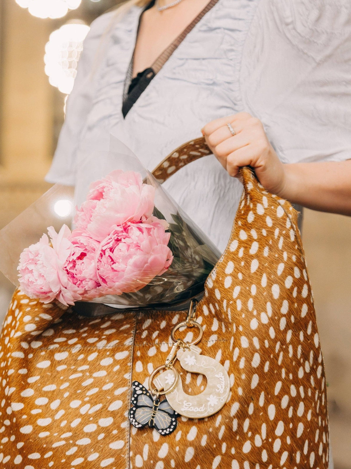 Hand-painted Good Luck Horseshoe Bag Charm + Keychain | Eco-Friendly - Abigail Fox Designs Nantucket