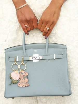 Hand-painted Hydrangea Bag Charm + Keychain | Eco-Friendly - Abigail Fox Designs Nantucket