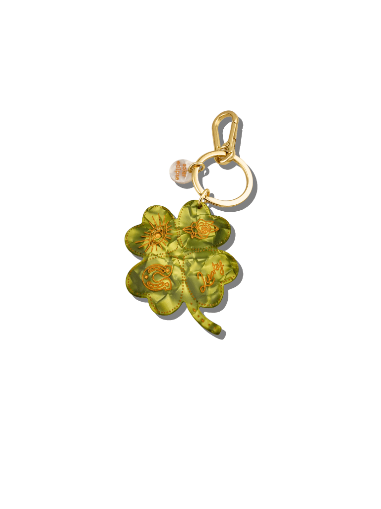 Hand-painted Lucky Clover Bag Charm + Keychain | Eco-Friendly - Abigail Fox Designs Nantucket