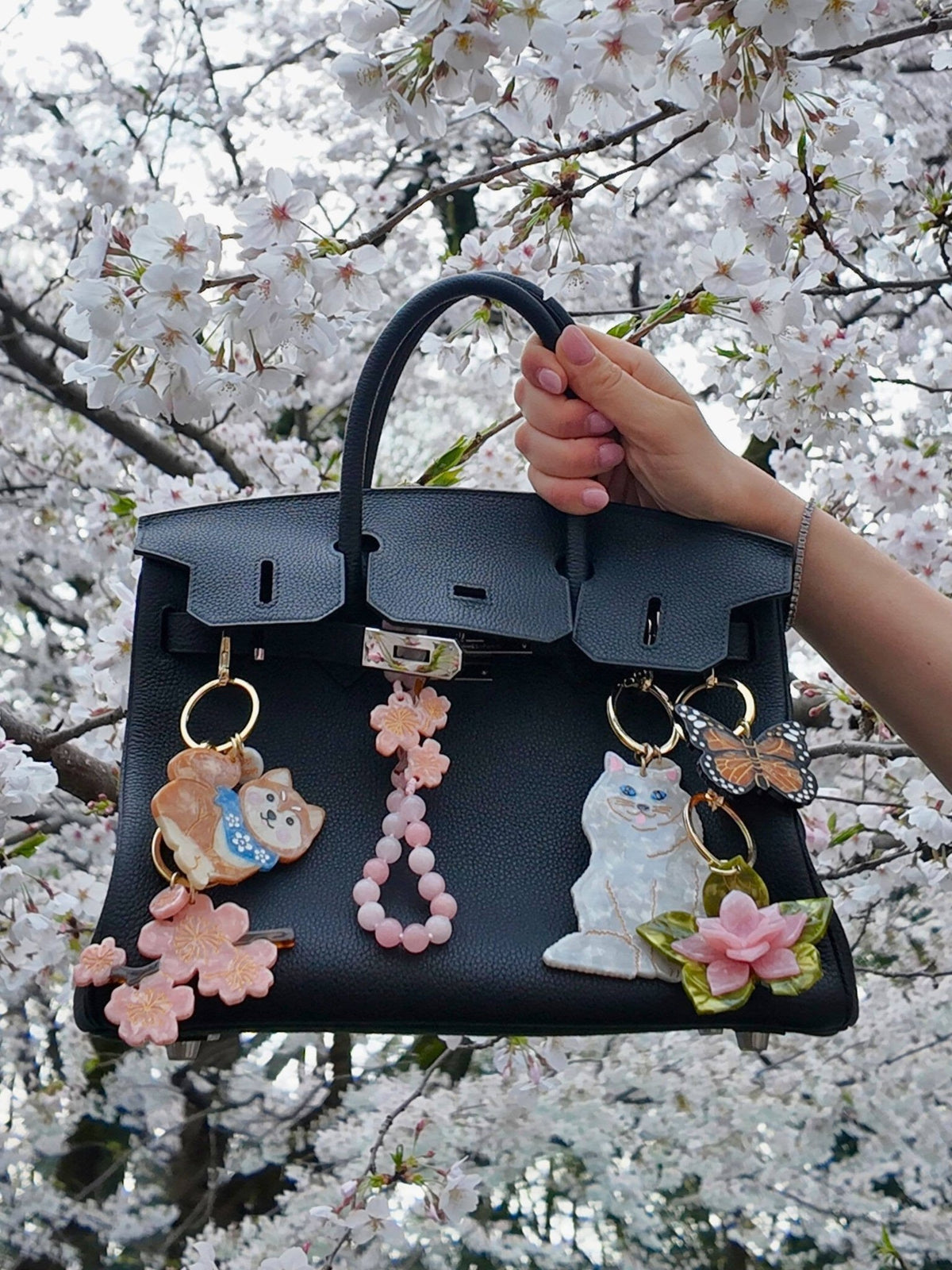 Hand-painted Monarch Butterfly Bag Charm + Keychain - Abigail Fox Designs Nantucket