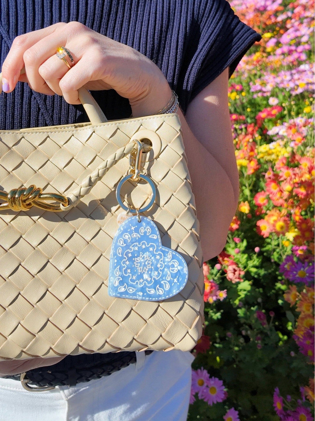 Hand-painted Paisley Heart Bag Charm + Keychain | Limited Edition - Abigail Fox Designs Nantucket