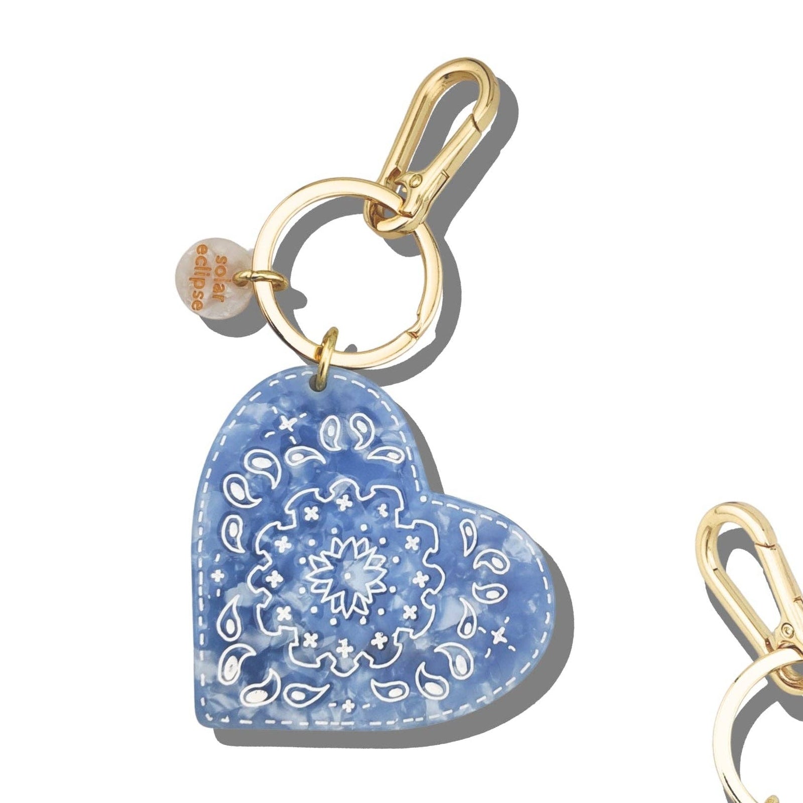 Hand-painted Paisley Heart Bag Charm + Keychain | Limited Edition - Abigail Fox Designs Nantucket