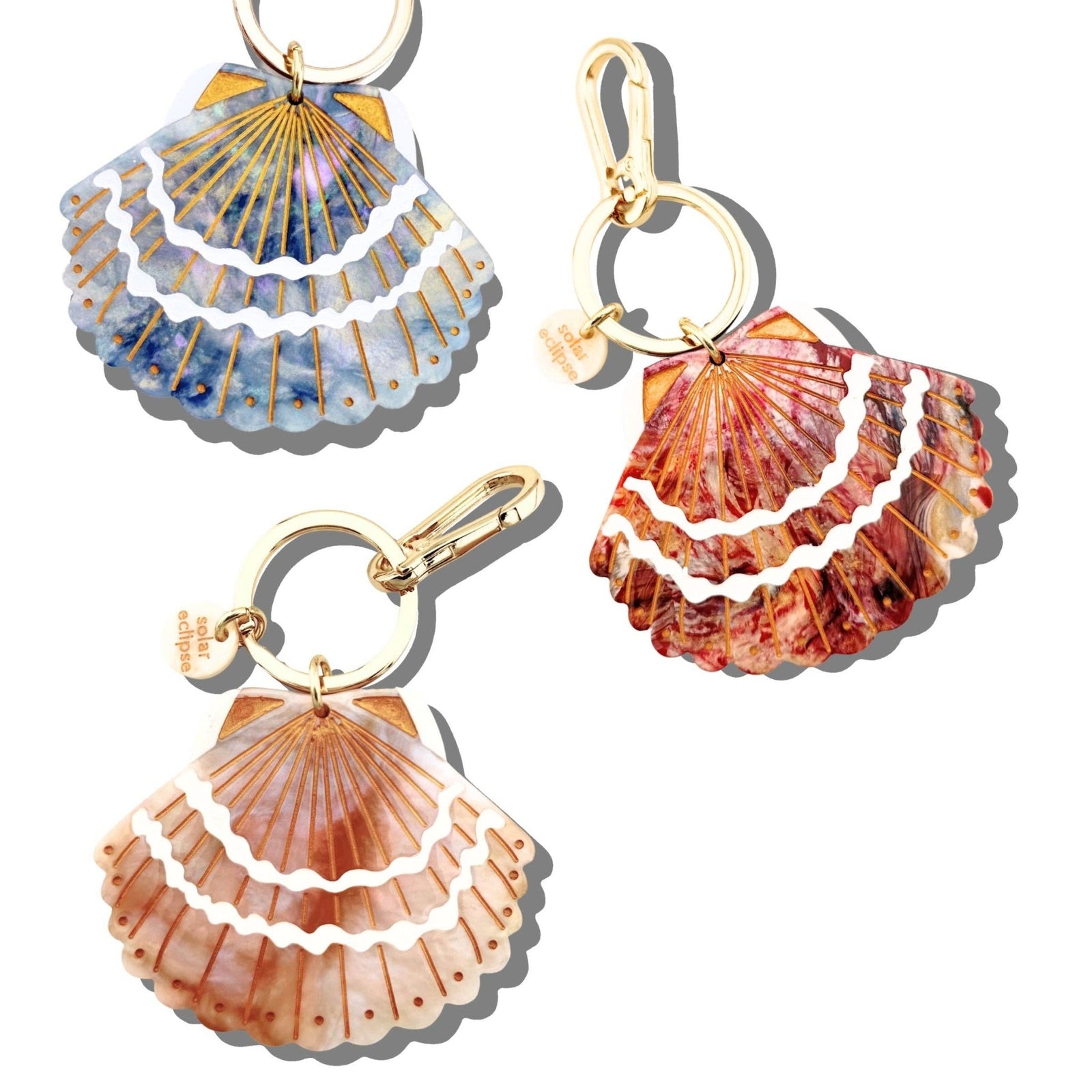 Hand-painted Seashell Bag Charm + Keychain | Eco-Friendly - Abigail Fox Designs Nantucket