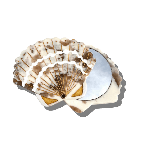 Hand-painted Seashell Compact Mirror | Eco-Friendly - Abigail Fox Designs Nantucket