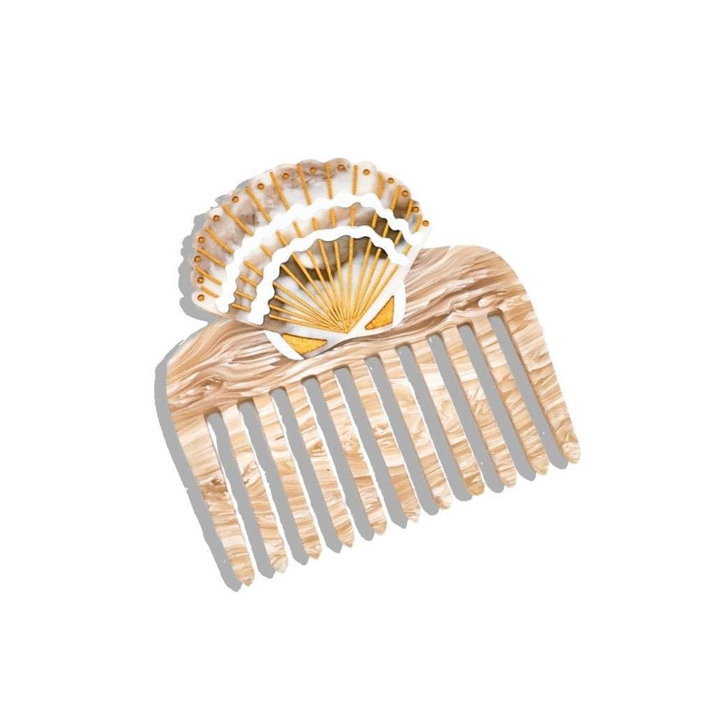 Hand-painted Seashell Pocket Hair Comb | Eco-Friendly - Abigail Fox Designs Nantucket