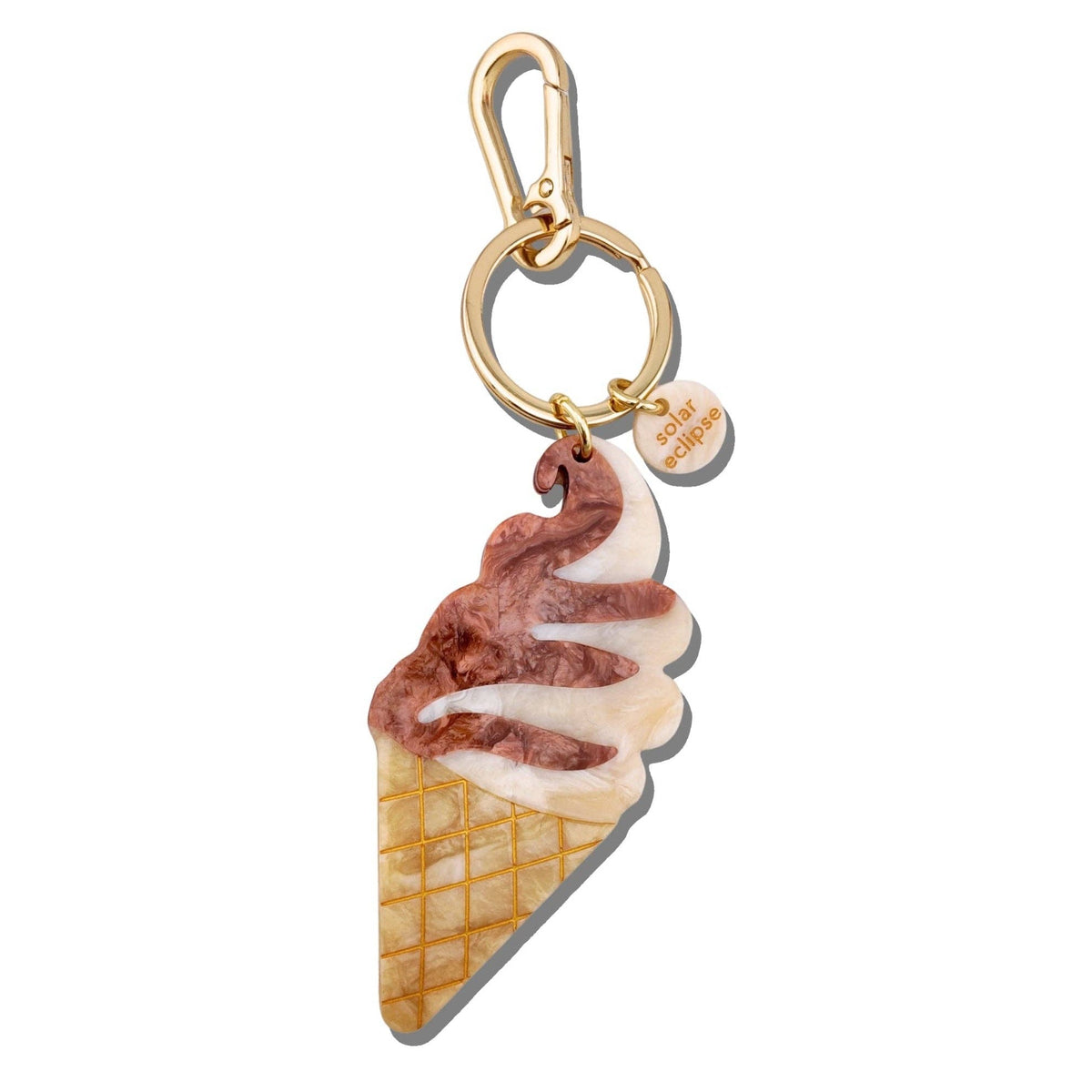 Hand-painted Soft Serve Ice Cream Bag Charm + Keychain | Eco-Friendly - Abigail Fox Designs Nantucket
