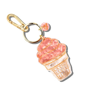 Hand-painted Soft Serve Icecream Bag Charm + Keychain - Abigail Fox Designs Nantucket