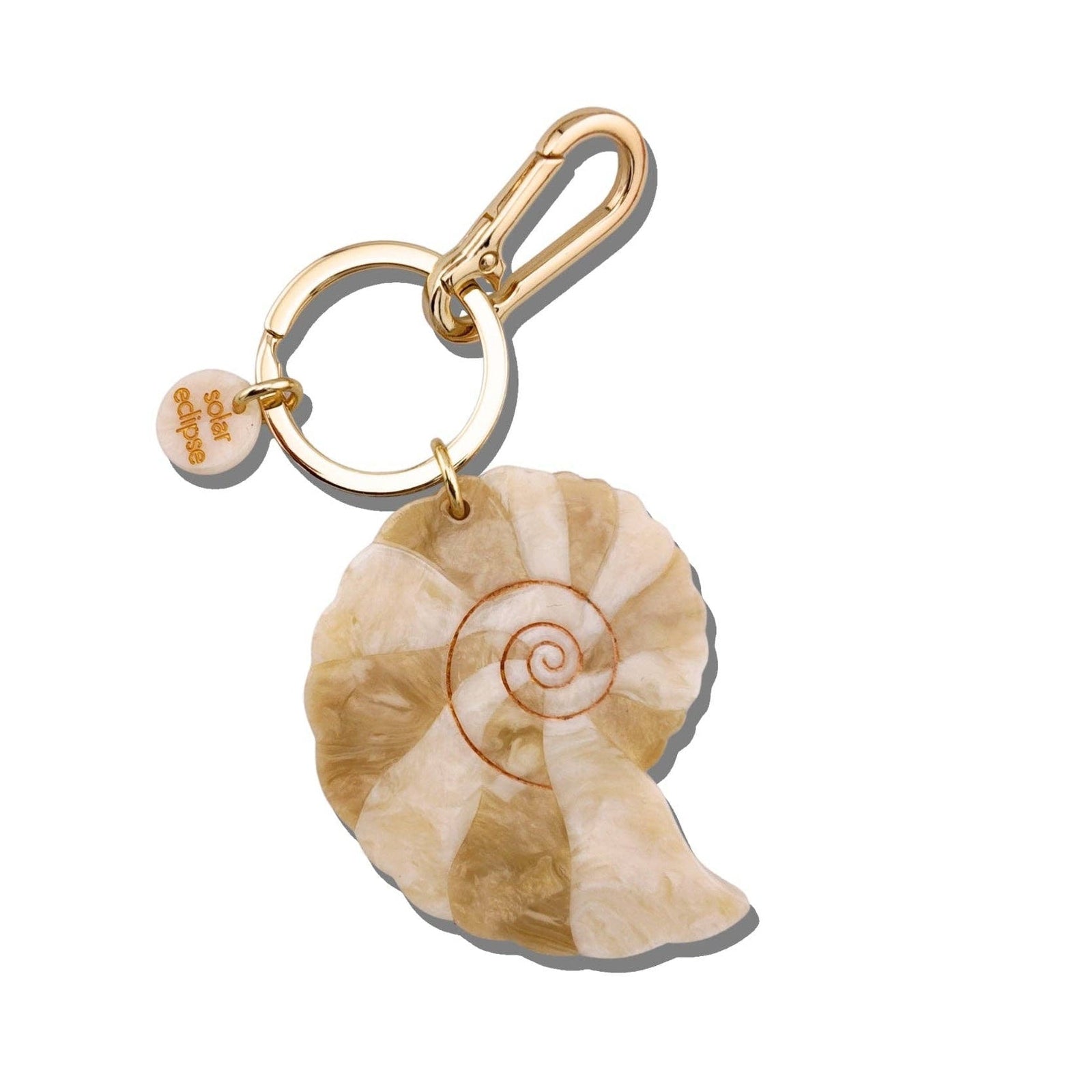 Hand-painted Spiral Shell Bag Charm + Keychain | Eco-Friendly - Abigail Fox Designs Nantucket