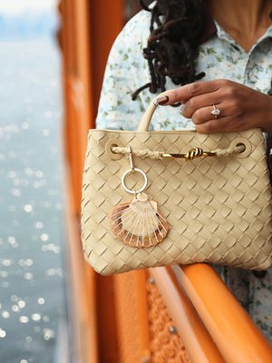 Hand-painted Sunset Seashell Bag Charm + Keychain | Eco-Friendly - Abigail Fox Designs Nantucket
