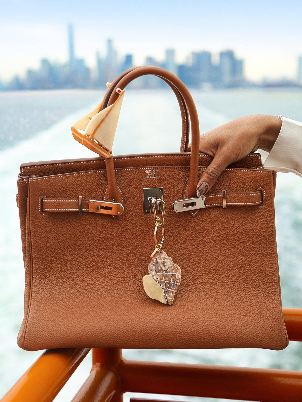Hand-painted Tulip Conch Shell Bag Charm + Keychain | Eco-Friendly - Abigail Fox Designs Nantucket