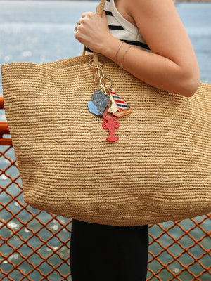Hand-painted Tulip Conch Shell Bag Charm + Keychain | Eco-Friendly - Abigail Fox Designs Nantucket
