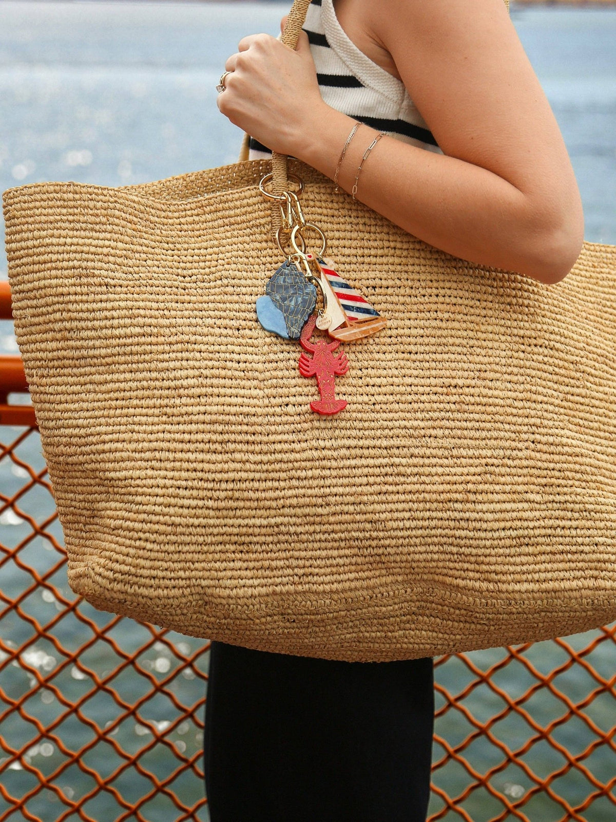 Hand-painted Tulip Conch Shell Bag Charm + Keychain | Eco-Friendly - Abigail Fox Designs Nantucket