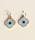 Evil Eye Design Mother of Pearl Clover Shaped Earring, 14ky GV