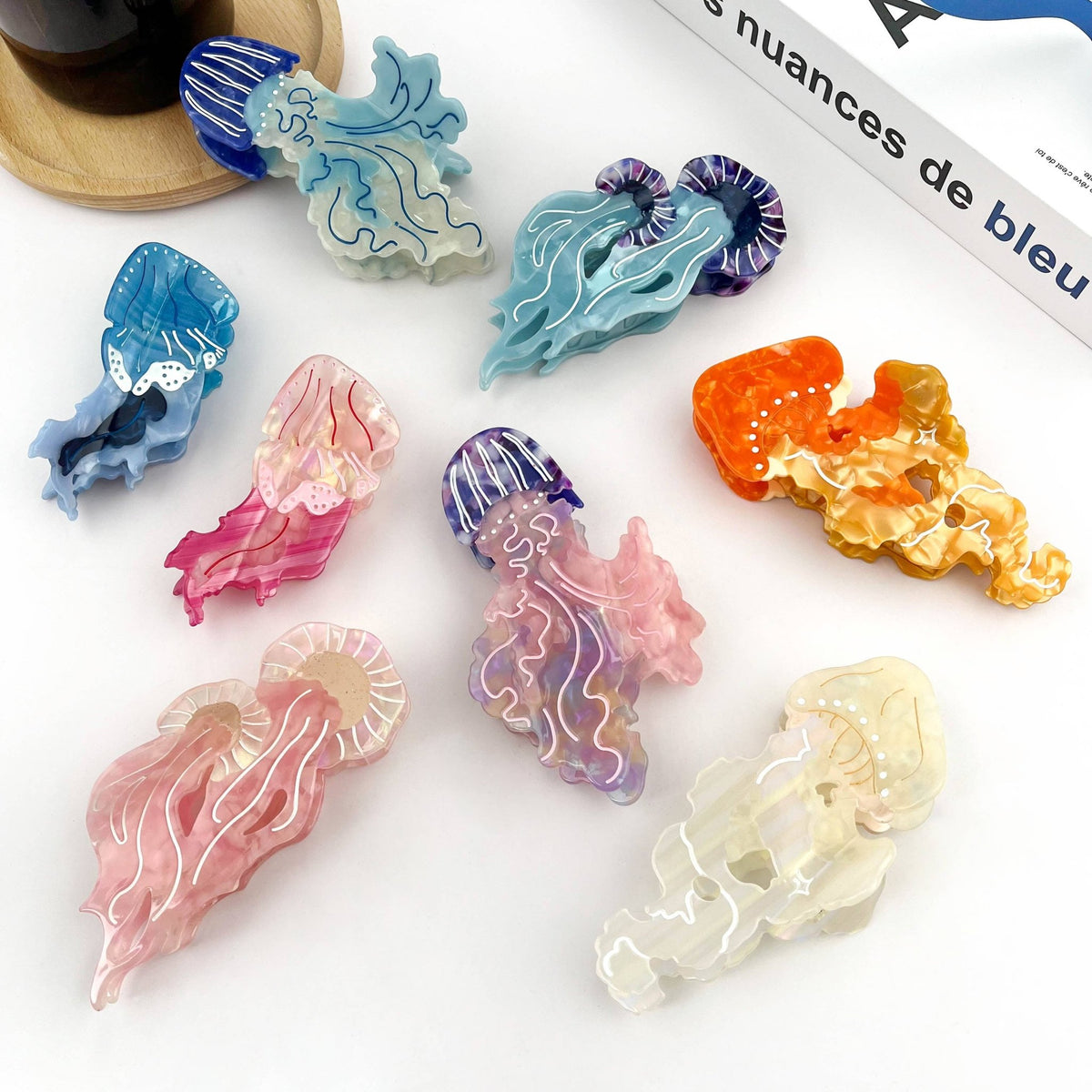 Jellyfish Claw Clip, Acetate Marine Life Series Hair Clip - Abigail Fox Designs Nantucket