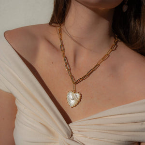 Malene Mother of Pearl Heart Necklace - Abigail Fox Designs