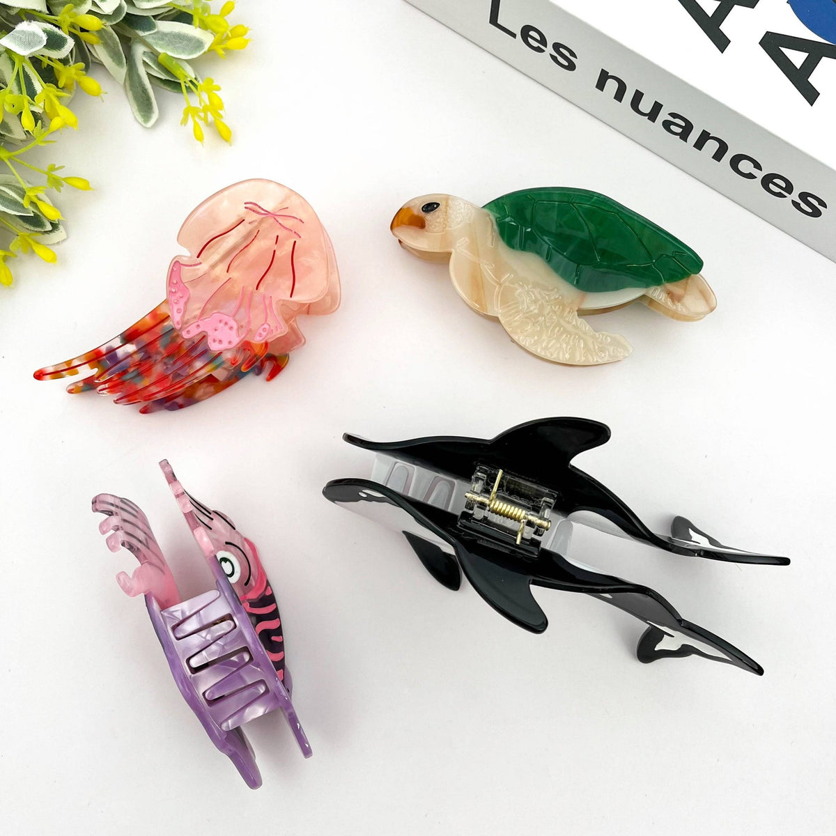 Marine Animal Hair Clip, Jellyfish Squid Claw Clip - Abigail Fox Designs Nantucket