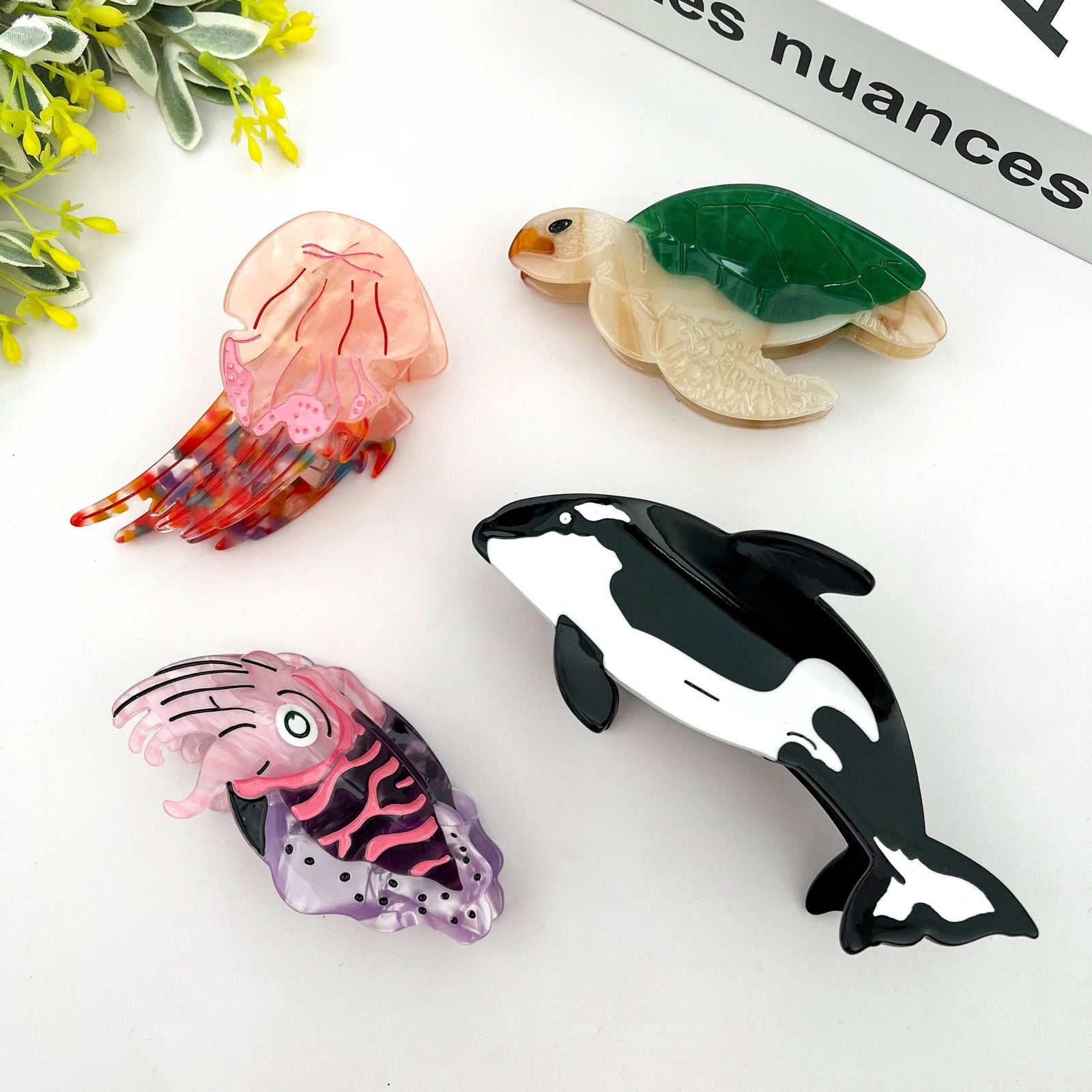 Marine Animal Hair Clip, Jellyfish Squid Claw Clip - Abigail Fox Designs Nantucket