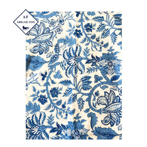 Mia, Marine Blue Block Print Abigail Fox Tablecloth - Abigail Fox Designs