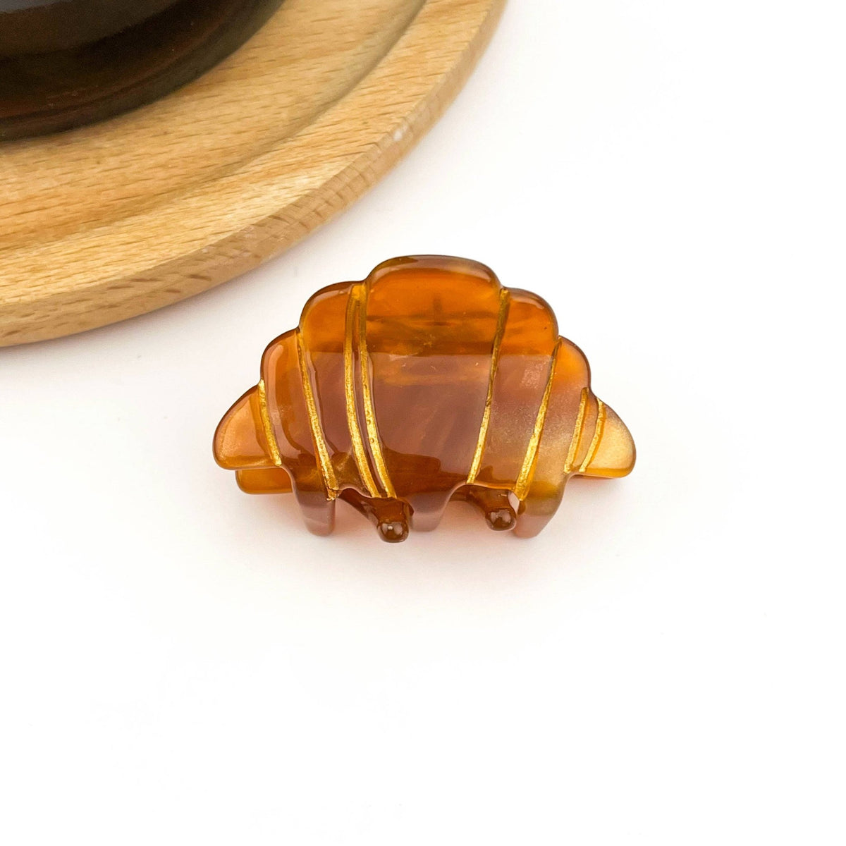 Mini Croissant Hair Claw Clip, Acetate Food-Themed Hair Clip - Abigail Fox Designs Nantucket