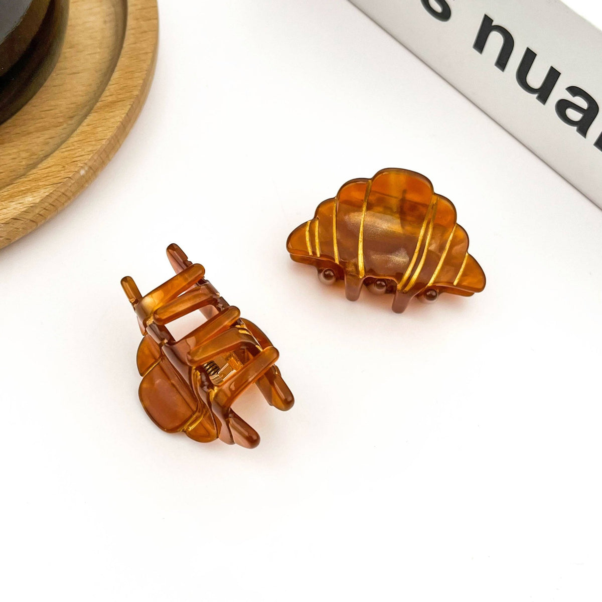 Mini Croissant Hair Claw Clip, Acetate Food-Themed Hair Clip - Abigail Fox Designs Nantucket