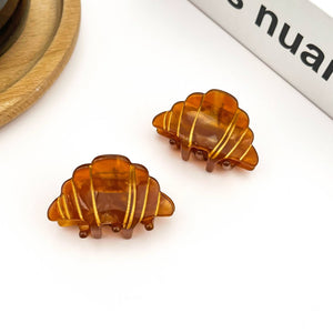 Mini Croissant Hair Claw Clip, Acetate Food-Themed Hair Clip - Abigail Fox Designs Nantucket