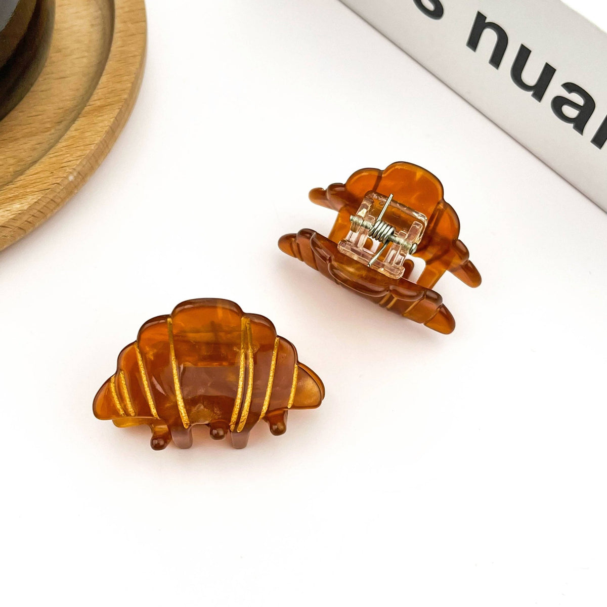 Mini Croissant Hair Claw Clip, Acetate Food-Themed Hair Clip - Abigail Fox Designs Nantucket