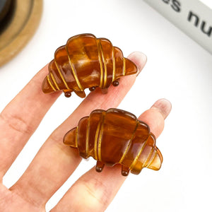 Mini Croissant Hair Claw Clip, Acetate Food-Themed Hair Clip - Abigail Fox Designs Nantucket