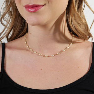 Oval Shaped Simulated Pearl Chocker Necklace, 18k Gold Filled, Abigail Fox - Abigail Fox Designs