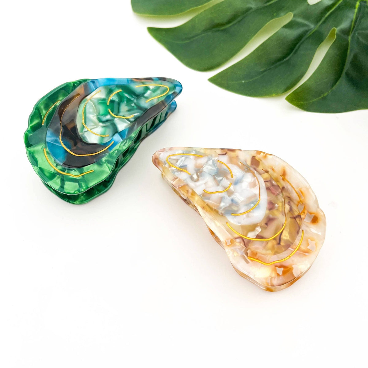 Oyster Shape Hair Claw Clip, Ocean Animal Hair Accessories - Abigail Fox Designs Nantucket