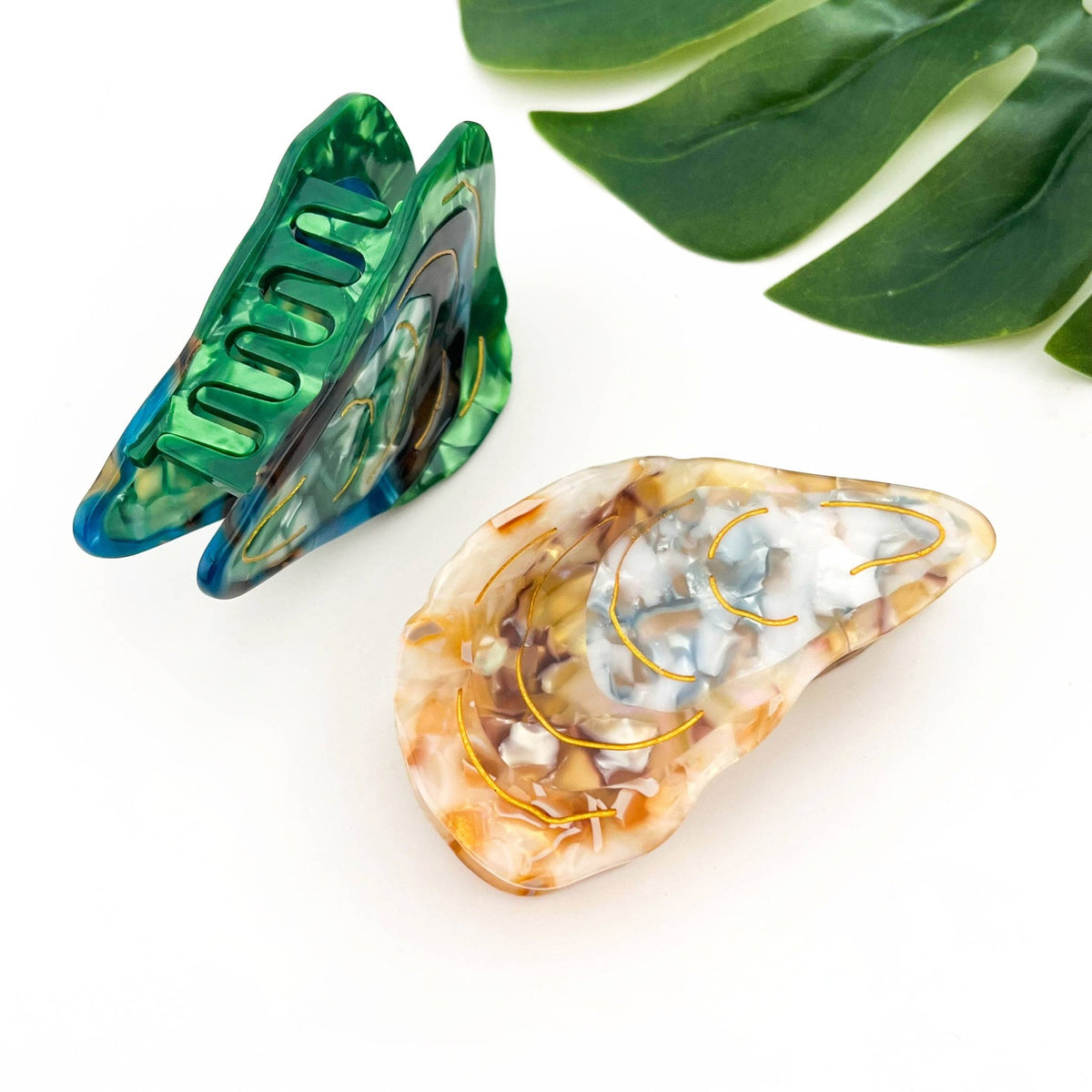 Oyster Shape Hair Claw Clip, Ocean Animal Hair Accessories - Abigail Fox Designs Nantucket
