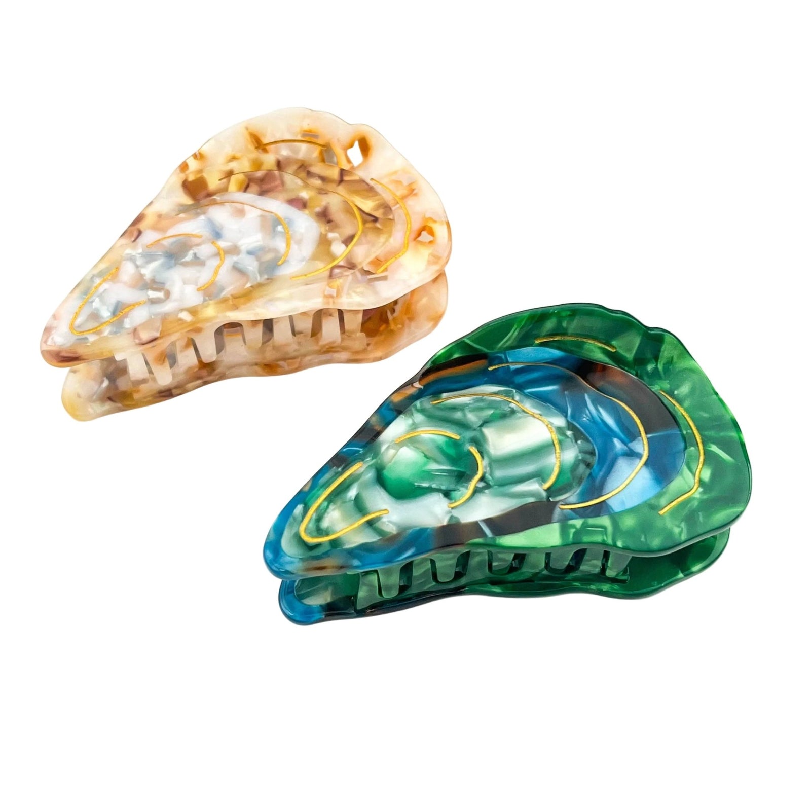 Oyster Shape Hair Claw Clip, Ocean Animal Hair Accessories - Abigail Fox Designs Nantucket