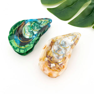 Oyster Shape Hair Claw Clip, Ocean Animal Hair Accessories - Abigail Fox Designs Nantucket