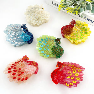 Peacock Acetate Hair Claw Clip, Elegant Animal Hair Clip - Abigail Fox Designs Nantucket