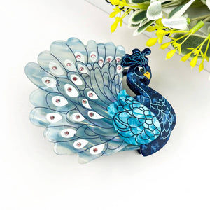Peacock Acetate Hair Claw Clip, Elegant Animal Hair Clip - Abigail Fox Designs Nantucket