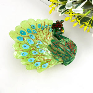 Peacock Acetate Hair Claw Clip, Elegant Animal Hair Clip - Abigail Fox Designs Nantucket
