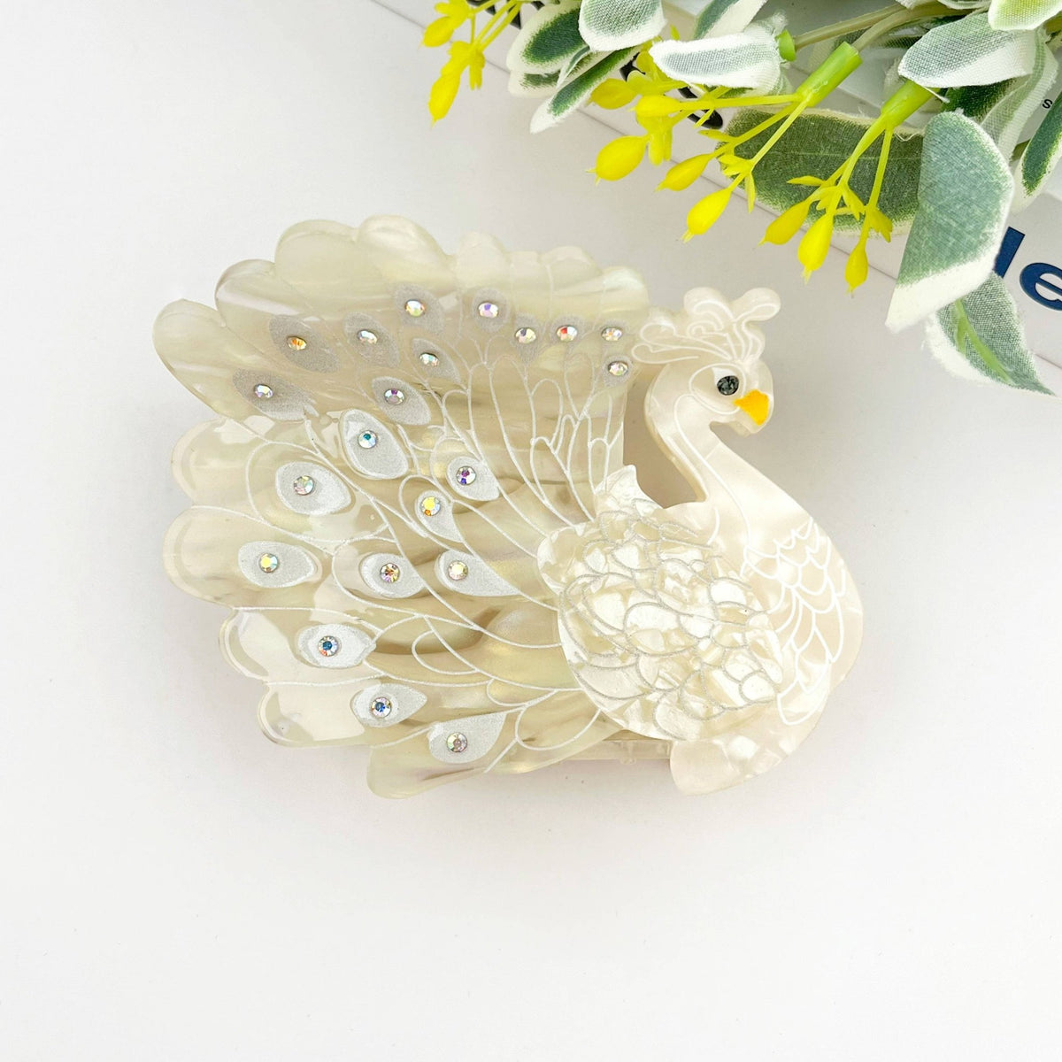 Peacock Acetate Hair Claw Clip, Elegant Animal Hair Clip - Abigail Fox Designs Nantucket