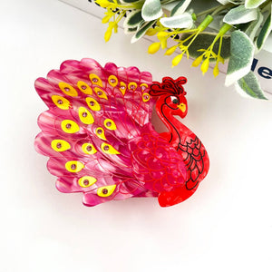Peacock Acetate Hair Claw Clip, Elegant Animal Hair Clip - Abigail Fox Designs Nantucket