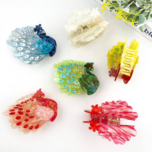 Peacock Acetate Hair Claw Clip, Elegant Animal Hair Clip - Abigail Fox Designs Nantucket
