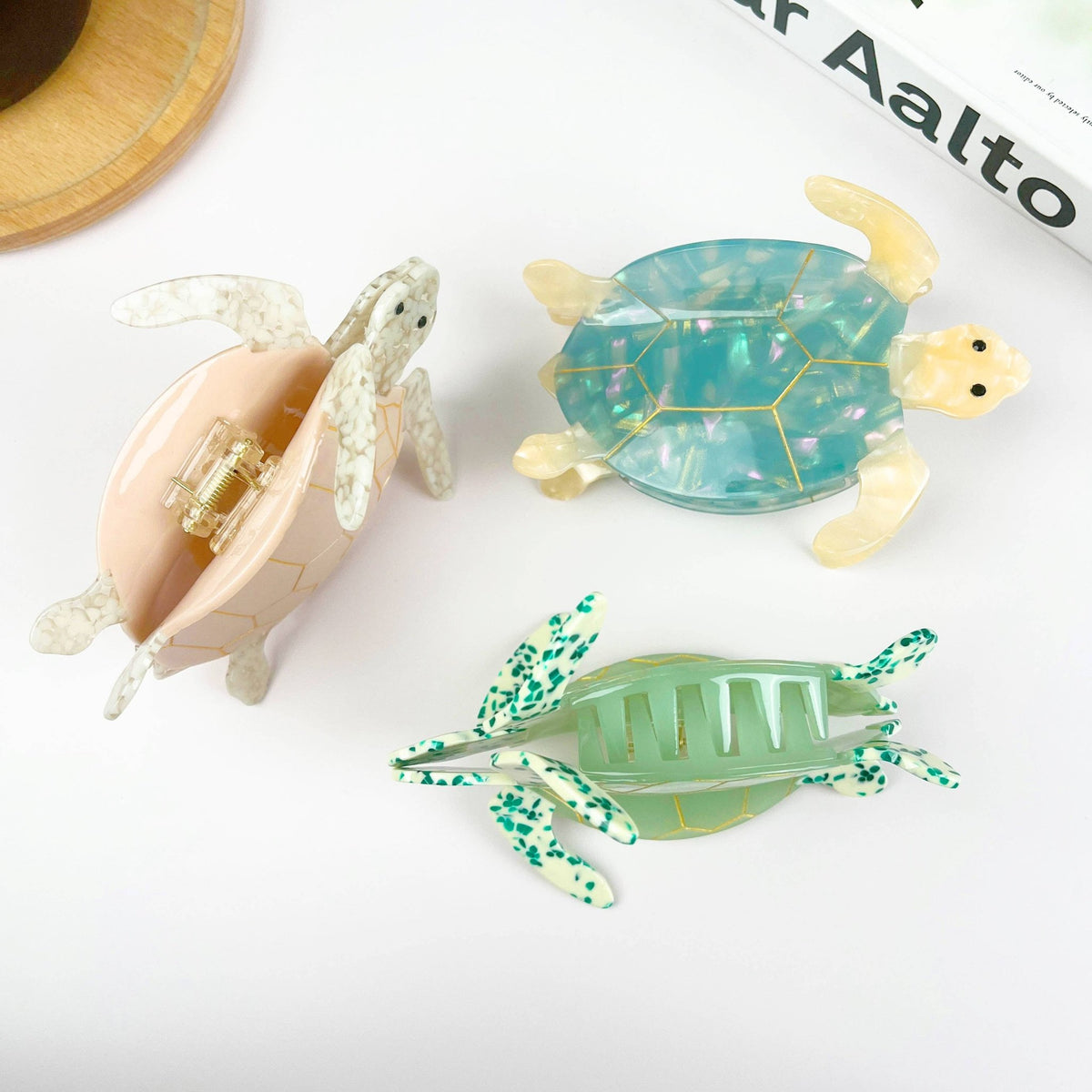 Pink Turtle Claw Clip,Animal Hair Clip - Abigail Fox Designs Nantucket