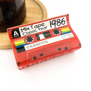 Red Cassette Tape Hair Claw Clip, Retro Hair Accessories - Abigail Fox Designs Nantucket