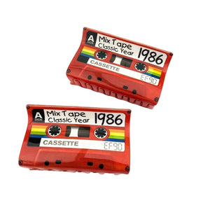 Red Cassette Tape Hair Claw Clip, Retro Hair Accessories - Abigail Fox Designs Nantucket