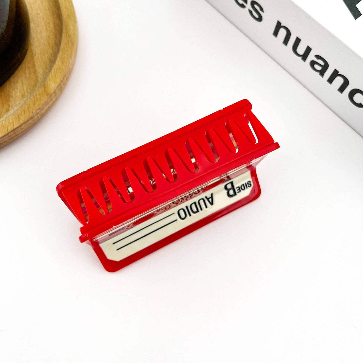 Red Cassette Tape–Inspired Retro Hair Claw Clip - Abigail Fox Designs Nantucket