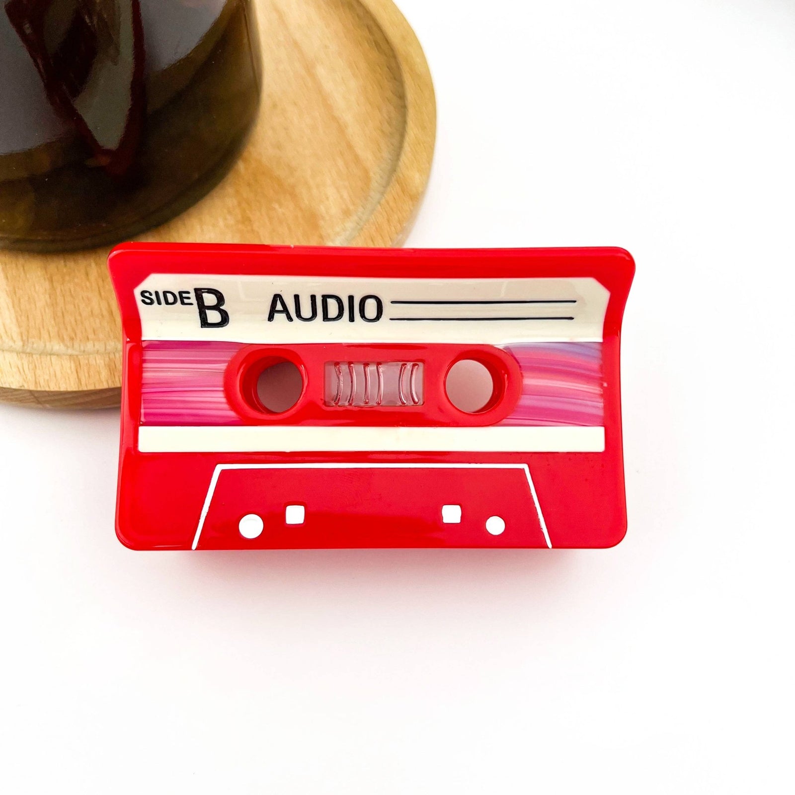 Red Cassette Tape–Inspired Retro Hair Claw Clip - Abigail Fox Designs Nantucket