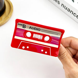 Red Cassette Tape–Inspired Retro Hair Claw Clip - Abigail Fox Designs Nantucket
