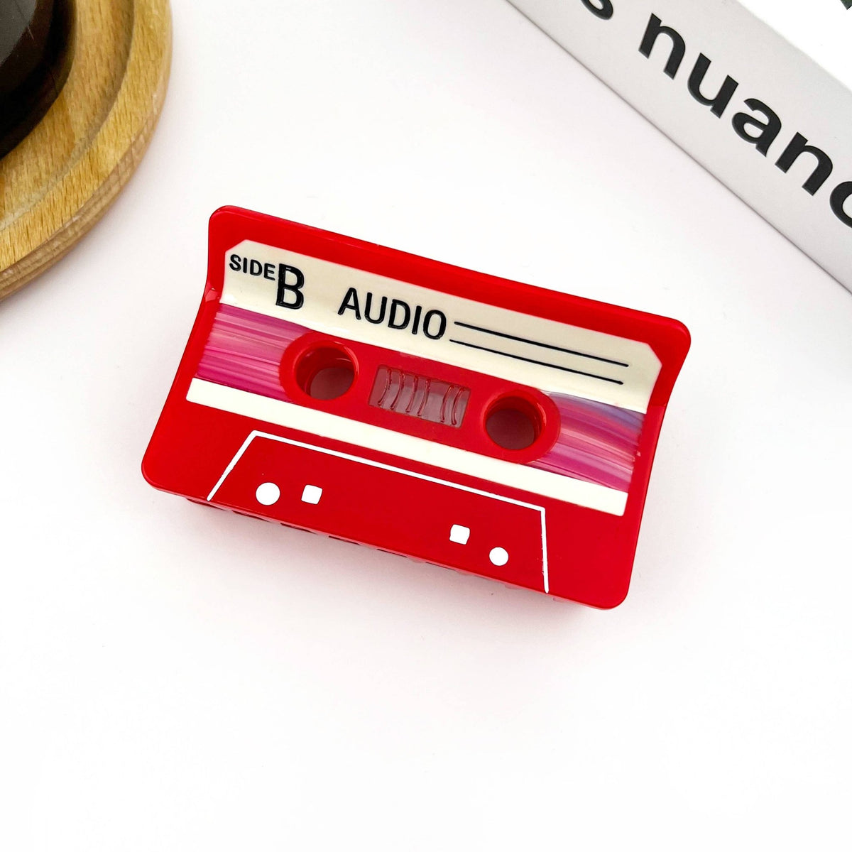 Red Cassette Tape–Inspired Retro Hair Claw Clip - Abigail Fox Designs Nantucket