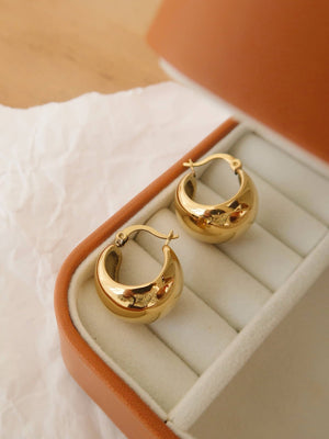 Round circle dangle earring, 18k GP - Abigail Fox Designs