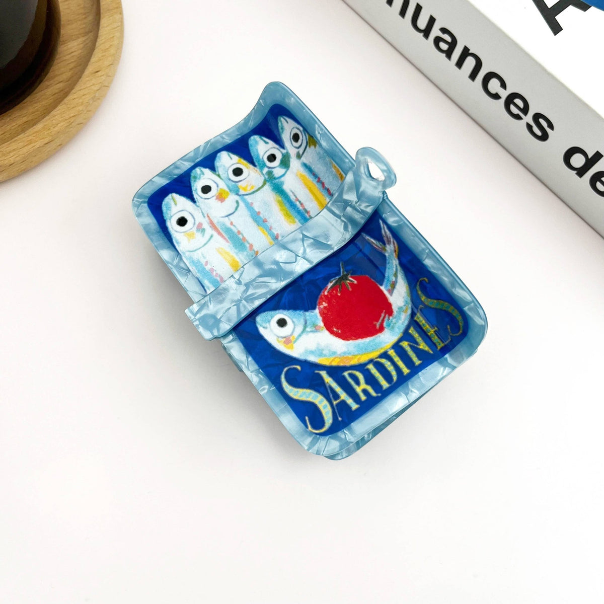 Sardine Can Hair Claw Clip, Creative Fish Tin Hair Clip - Abigail Fox Designs Nantucket